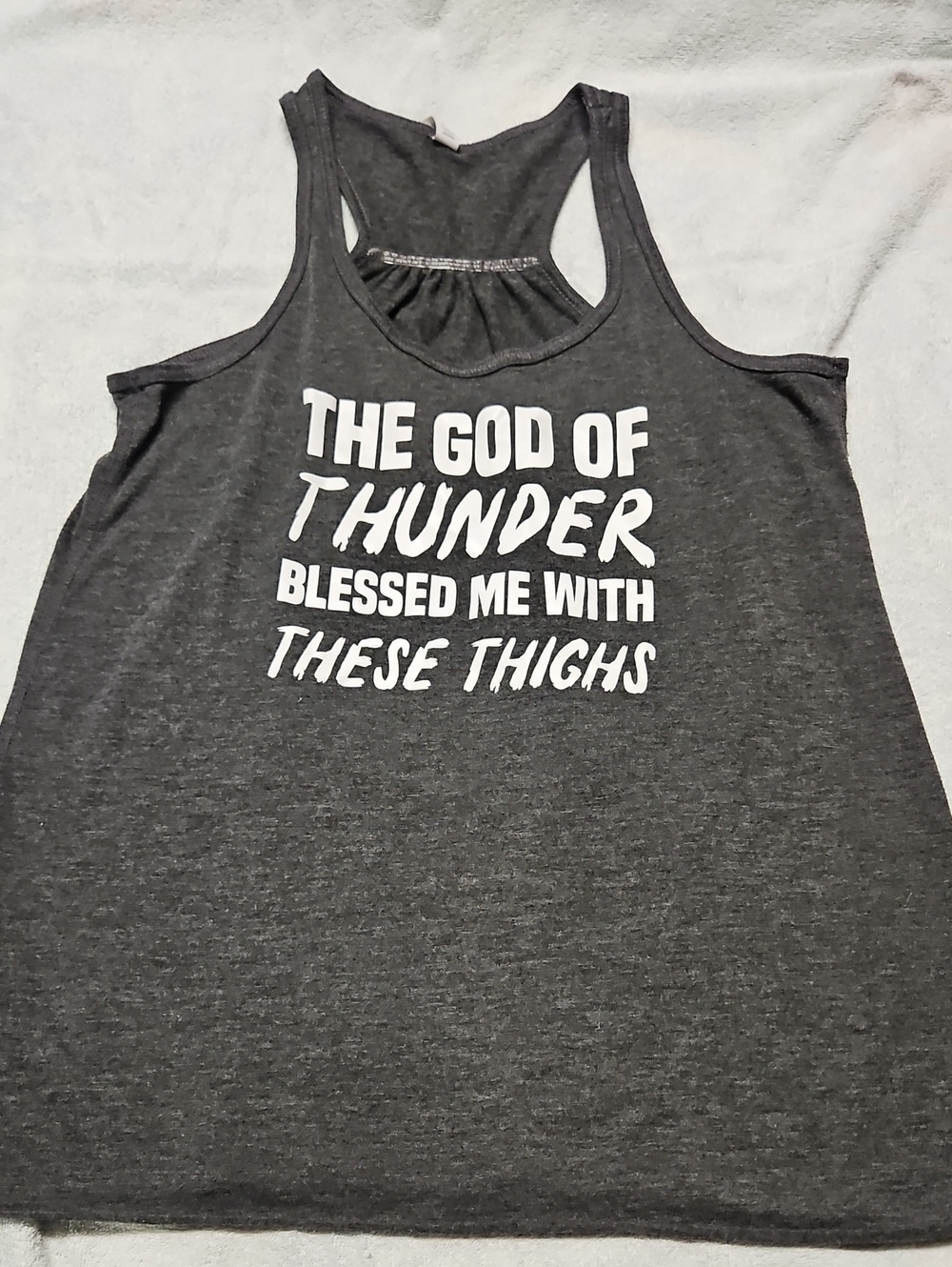 Constantly Varied Gear Bella Canvas  Charcoal Racerback Tank with White Slogan